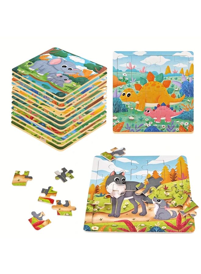 JHTOY 583 Wooden Puzzle Set 12pcs Educational Preschool Toys Animal Puzzles For Kids - Image 3